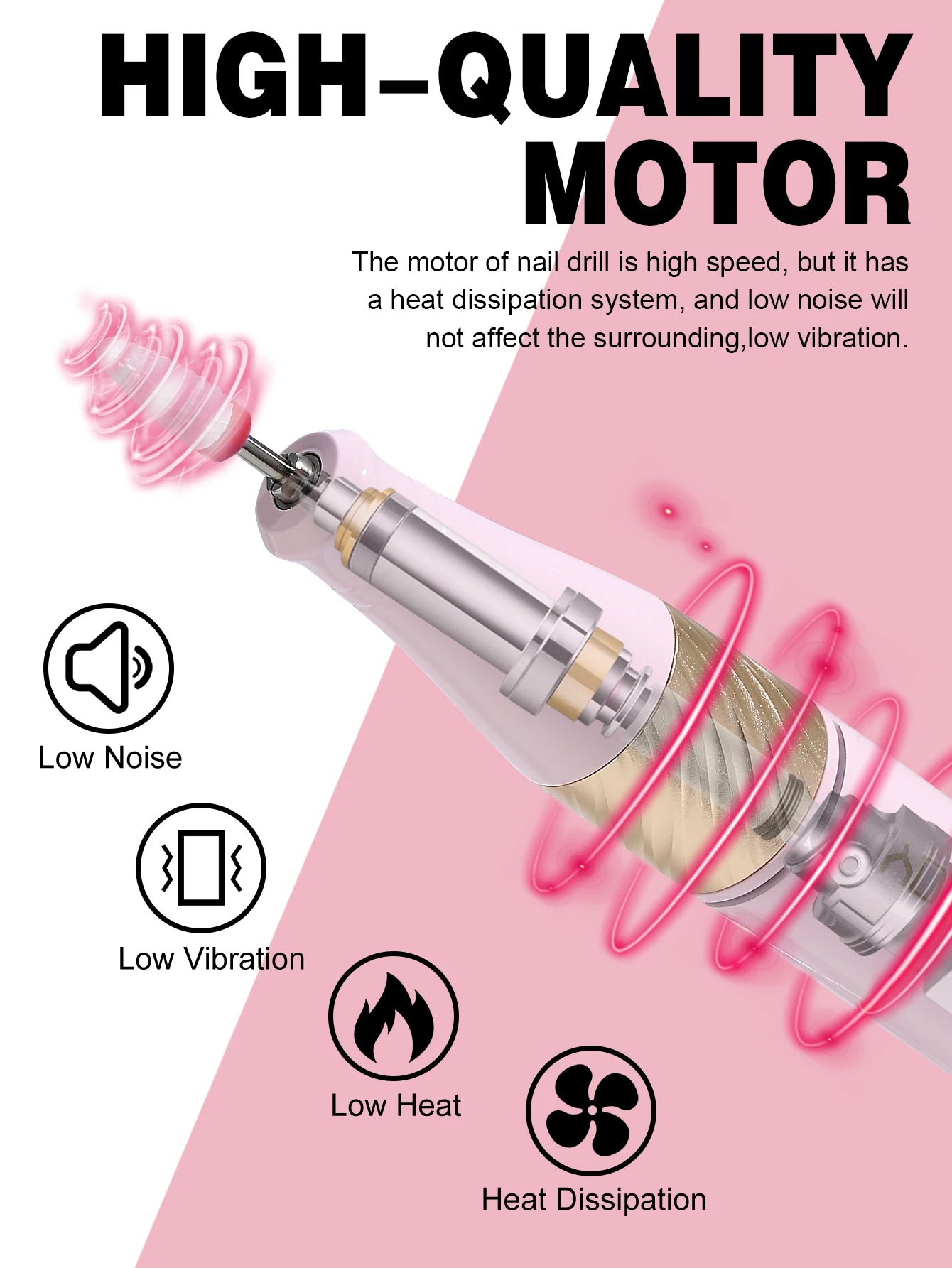 YOKEFELLOW Portable 40000RPM Nail Drill Machine Rechargeable Electric Drill for Nails With 12 Drill Bits for Acrylic Gel Nails