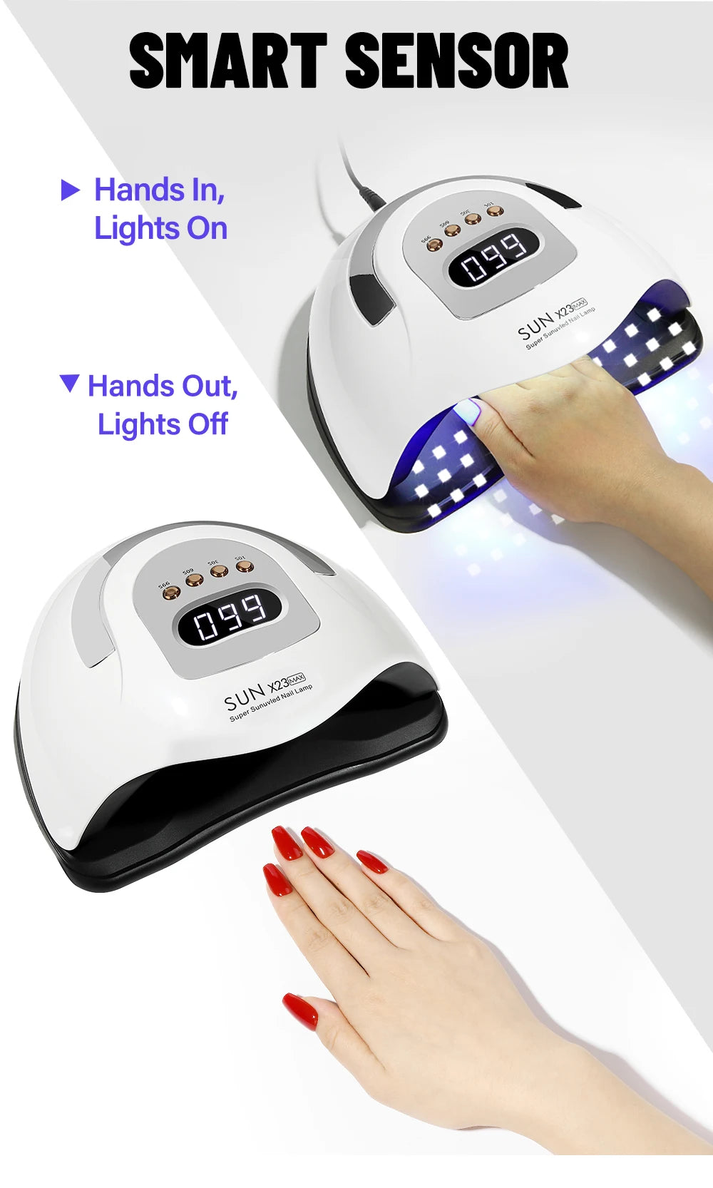 380W 81LEDS UV LED Nail Lamp Nail Dryer for Gel Polish 4 Setting Timers UV Nail Lamp Professional Nail Light Automatic Sensor