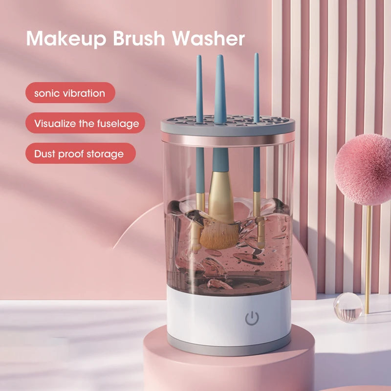 Makeup Brush Cleaner Automatic Makeup Brushes Cleaner Electric UV Light Sterilization Portable Makeup Brush Rotary Cleaner