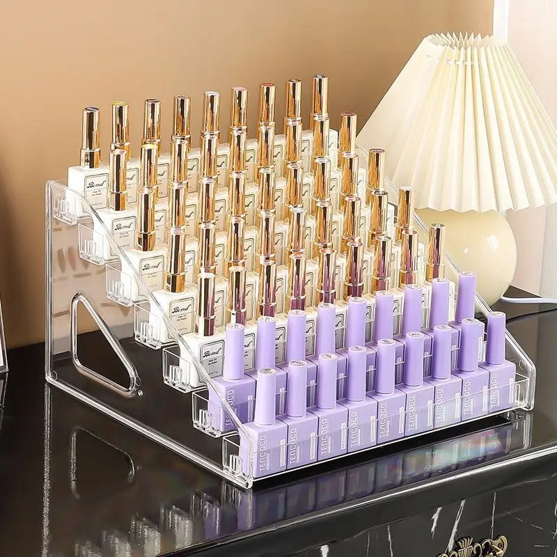 3/4/5/6/7 Layers Acrylic Nail Polish Display Rack Transparent Cosmetic Organizer Multi-layer Simple Mounting Rack Stand Holder