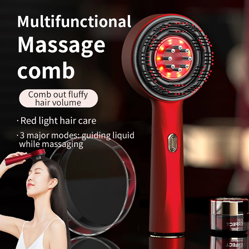 Electric Hair Regrowth Brush with Infrared Light Machine Acupoint Scalp Massage Anti-Hair Loss Exercise Hair Scrubber Combs