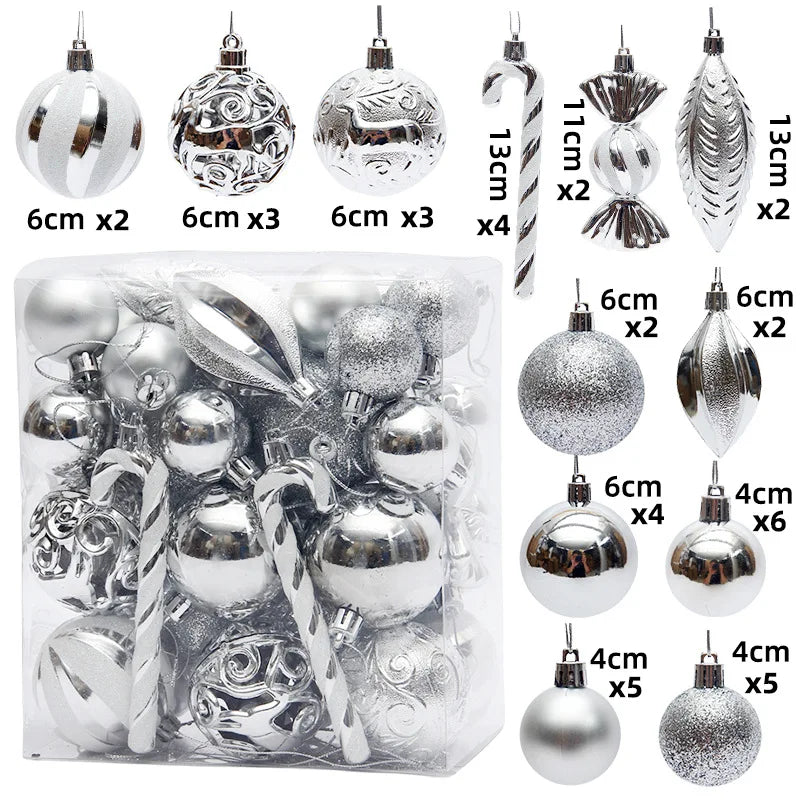 29/36/40/50pcs Rose Gold/Red/Silver Christmas Ball Ornaments Special-shaped Christmas Tree Decoration Christmas Spheres Pendant