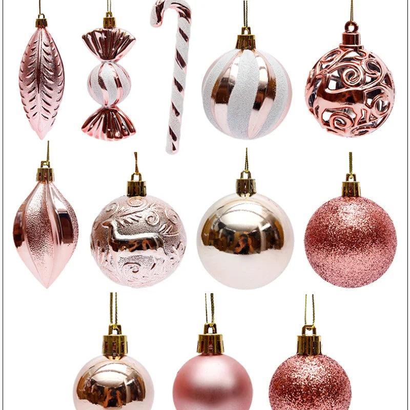 29/36/40/50pcs Rose Gold/Red/Silver Christmas Ball Ornaments Special-shaped Christmas Tree Decoration Christmas Spheres Pendant