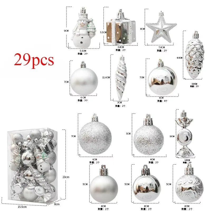 29/36/40/50pcs Rose Gold/Red/Silver Christmas Ball Ornaments Special-shaped Christmas Tree Decoration Christmas Spheres Pendant