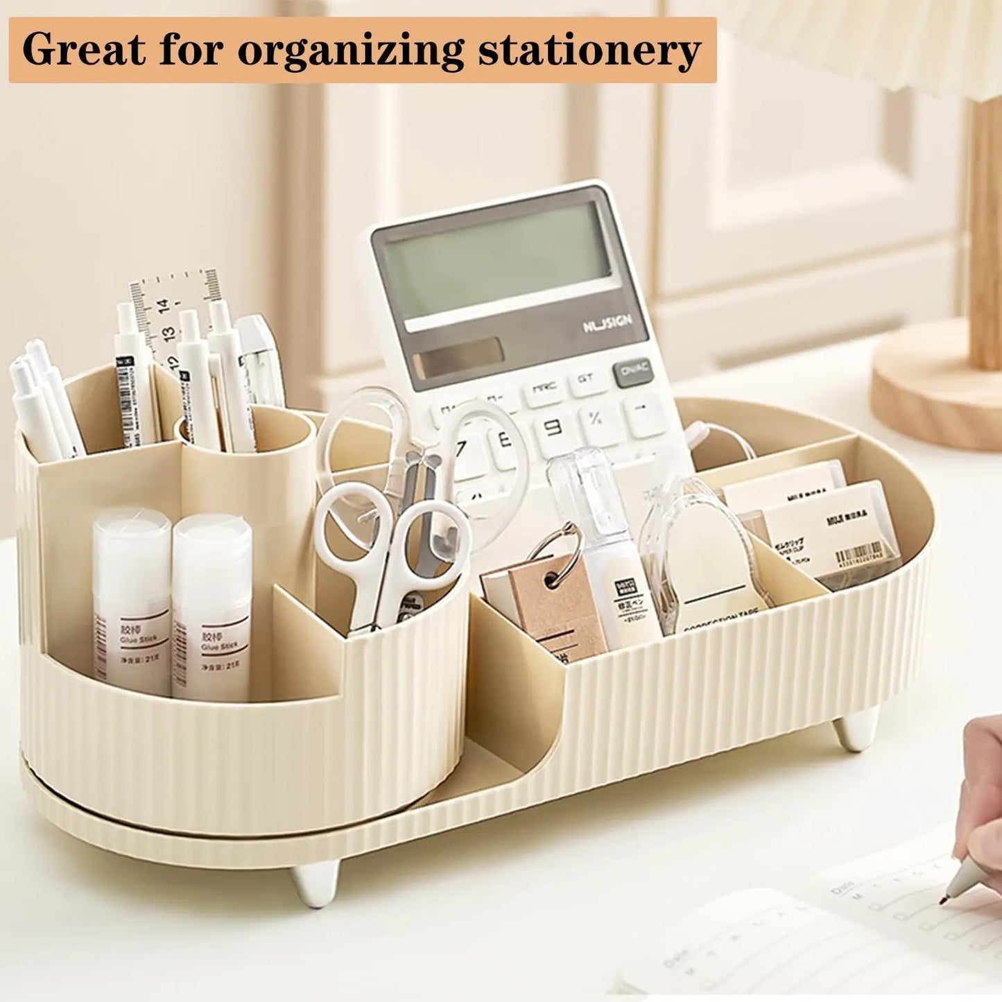 360 Rotating Makeup Organizer for Vanity with Brush Holder,  Large Spinning Cosmetic Storage Box For Countertop Bathroom Dresser