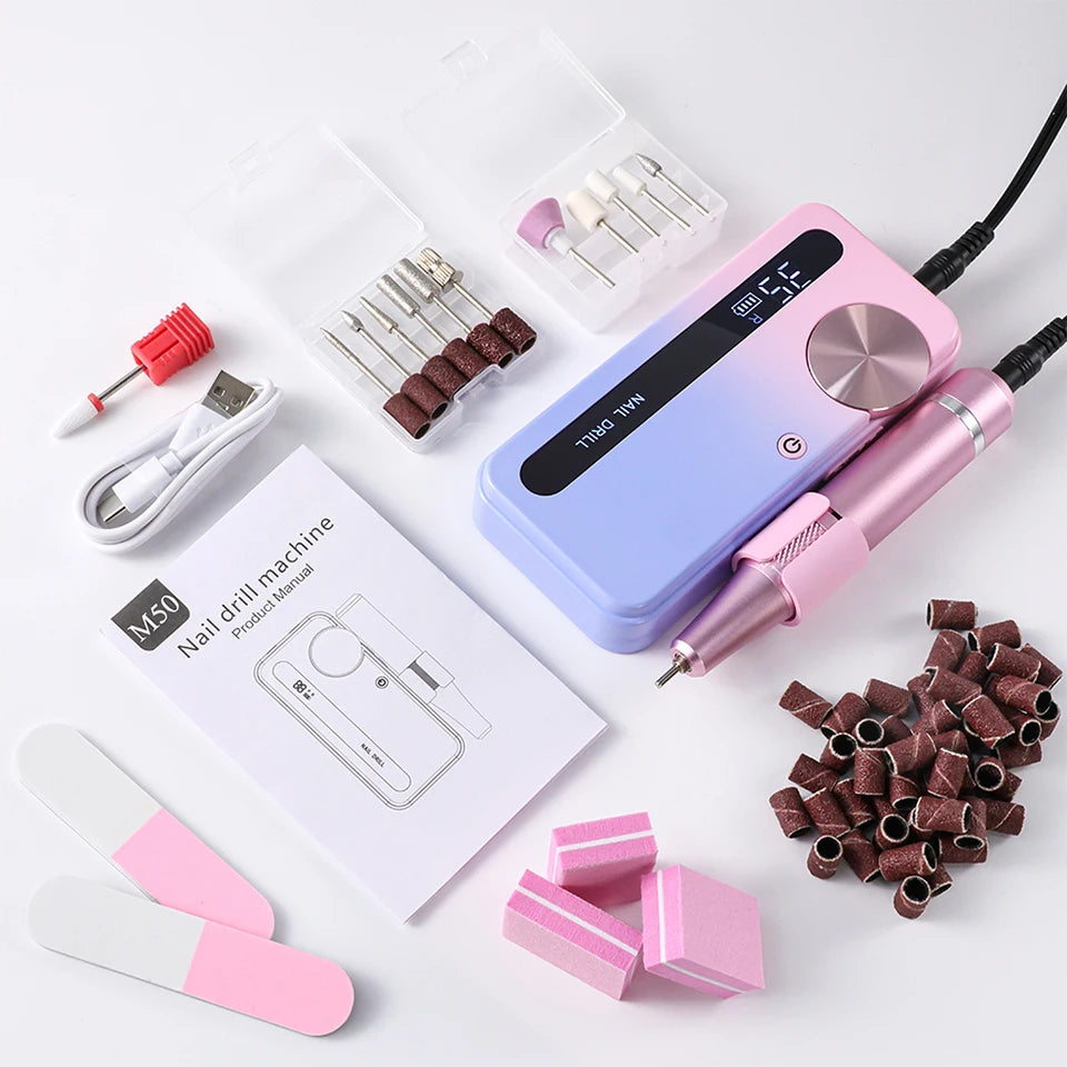 35000RPM Electric Nail Drill Machine Professional Nail Drills for Gel Nails Polish Rechargeable Portable Nail File Manicure Tool