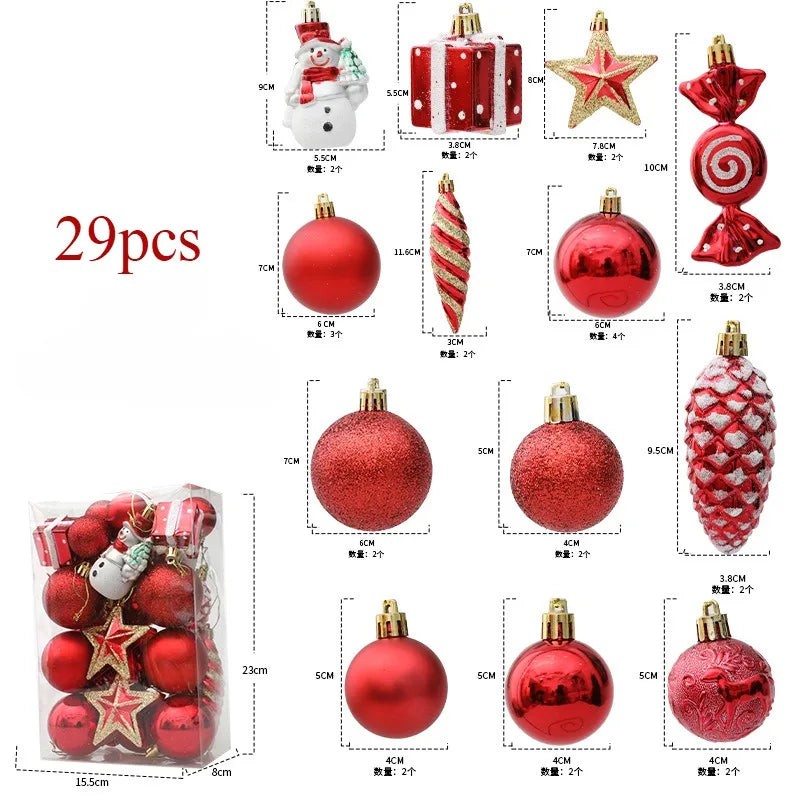 29/36/40/50pcs Rose Gold/Red/Silver Christmas Ball Ornaments Special-shaped Christmas Tree Decoration Christmas Spheres Pendant