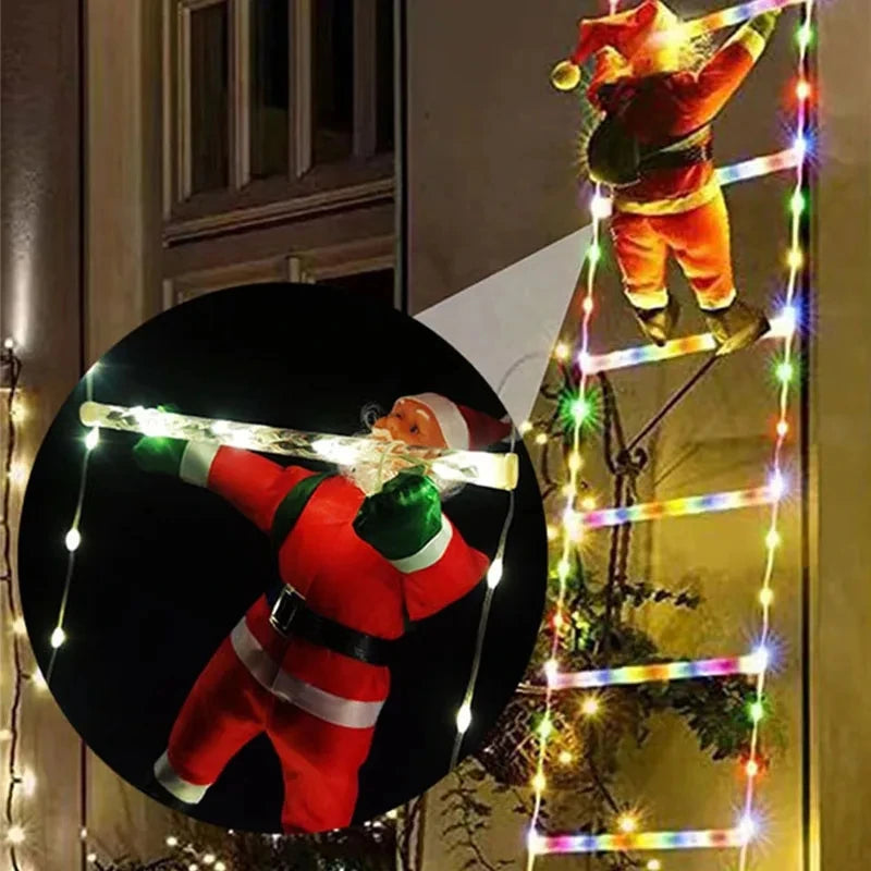 1-3M Santa Claus Climbing Ladder Warm Light 2024 Christmas Decoration for Home Outdoor Garden Cristmas Tree New Year Gift