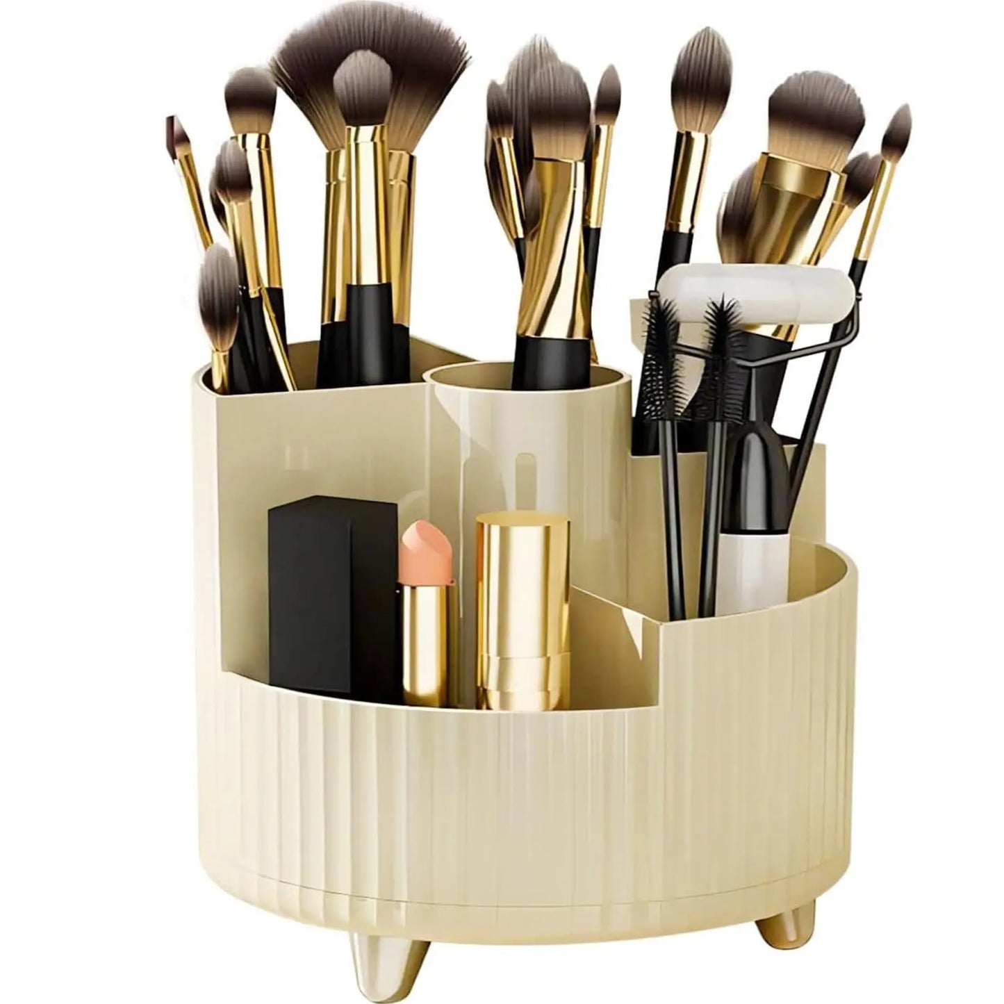 360 Rotating Makeup Organizer for Vanity with Brush Holder,  Large Spinning Cosmetic Storage Box For Countertop Bathroom Dresser