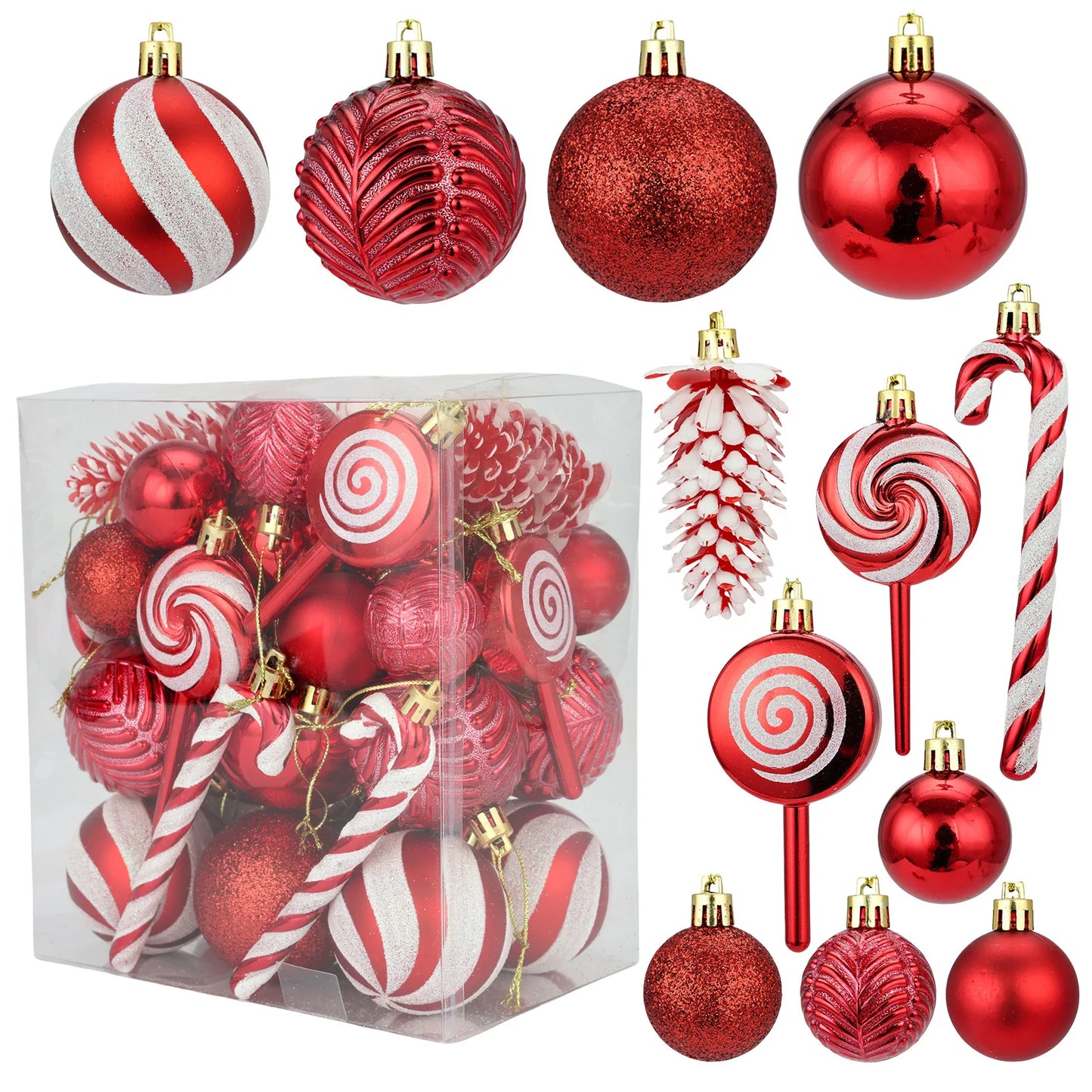 29/36/40/50pcs Rose Gold/Red/Silver Christmas Ball Ornaments Special-shaped Christmas Tree Decoration Christmas Spheres Pendant