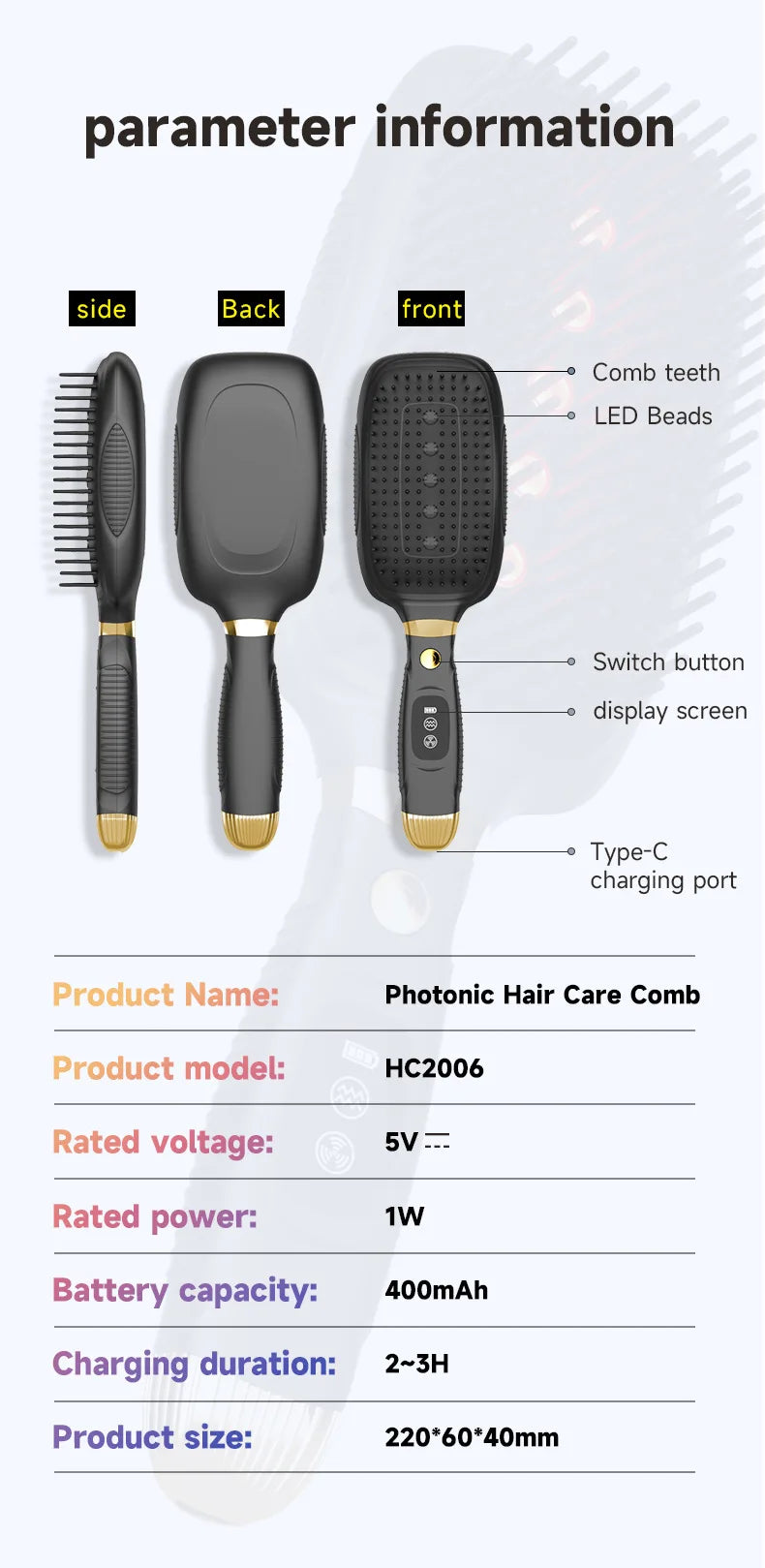 Professional Scalp Massaging Brush Electric Massager for Scalp & Hair Laser Hair Growth Comb Brush For Hair Loss Muscle Relax