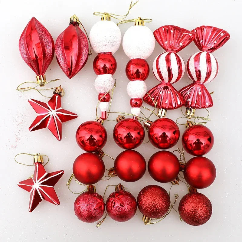 Christmas Tree Balls Red Candy Cane Hanging Ornament Big Pendants Set Christmas Decorations For Home 2024 Natal Navidad New Year