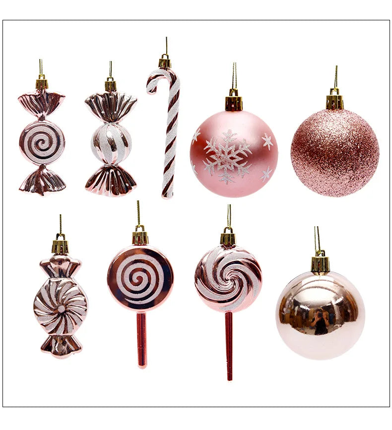 29/36/40/50pcs Rose Gold/Red/Silver Christmas Ball Ornaments Special-shaped Christmas Tree Decoration Christmas Spheres Pendant