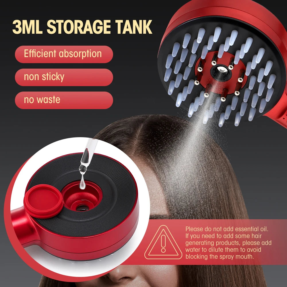 EMS Electric Massage Comb Nano Spray Hair Growth Vibration Head Massager Anti Hair Loss Scalp Liquid Medicine Atomizing Brush