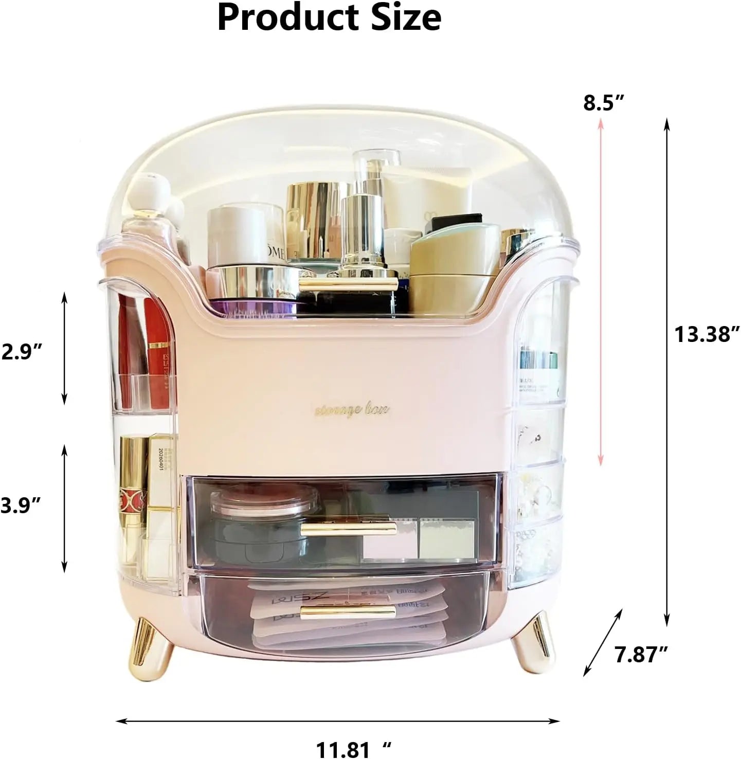 Makeup Organizer Countertop Cosmetic Storage Box Cosmetic Organizer Makeup Storage Organizer Box Skincare Organizers Makeup