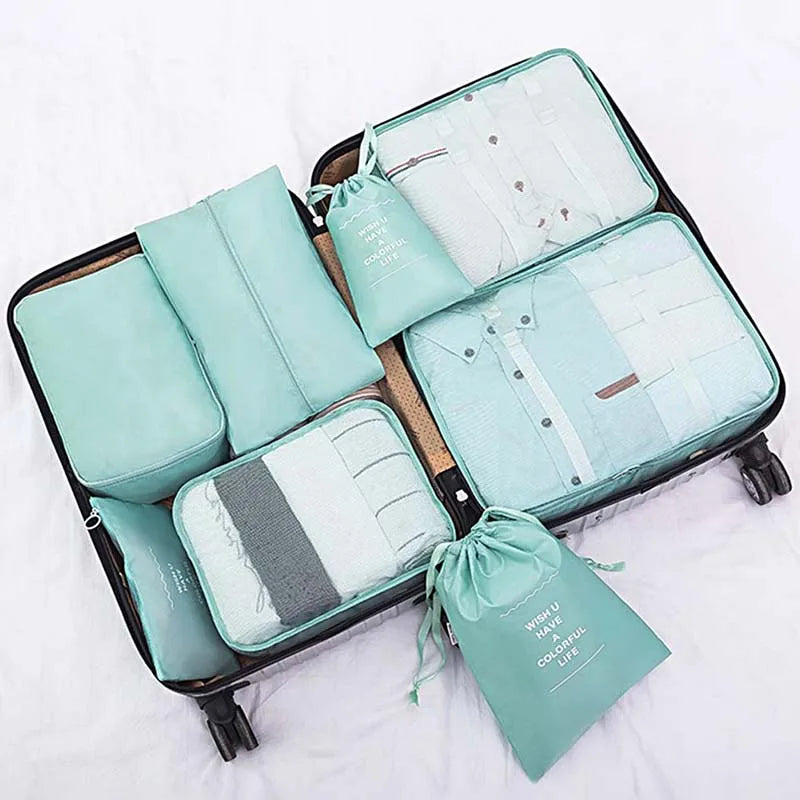 10 Pcs/Set Travel Bags Organizer Storage Clothes Travel Essentials Packing Cubes Travelling Accesories Multifunction Set