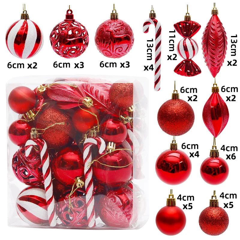 29/36/40/50pcs Rose Gold/Red/Silver Christmas Ball Ornaments Special-shaped Christmas Tree Decoration Christmas Spheres Pendant