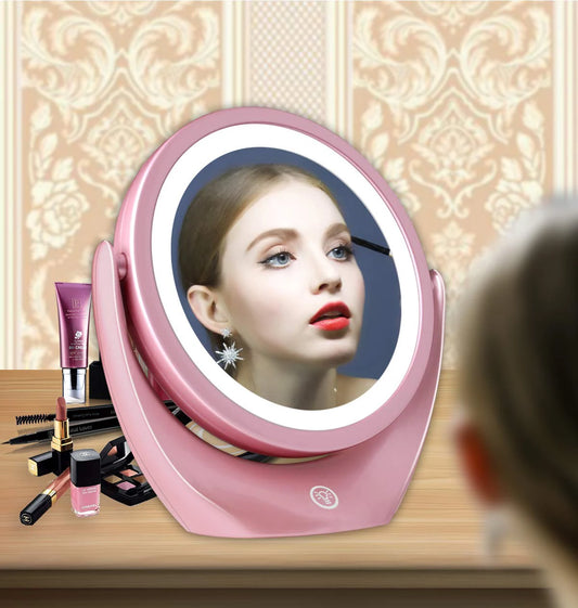 Vanity Round Mirror Double Sided Magnifying Makeup Mirror 5X / 1X Magnification Freestanding Tabletop Mount Mirror Portable