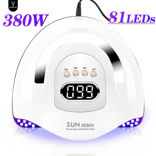 380W 81LEDS UV LED Nail Lamp Nail Dryer for Gel Polish 4 Setting Timers UV Nail Lamp Professional Nail Light Automatic Sensor