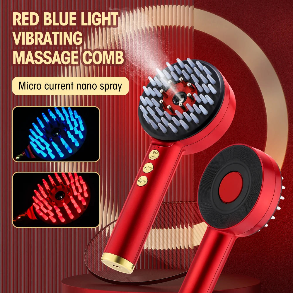 EMS Electric Massage Comb Nano Spray Hair Growth Vibration Head Massager Anti Hair Loss Scalp Liquid Medicine Atomizing Brush