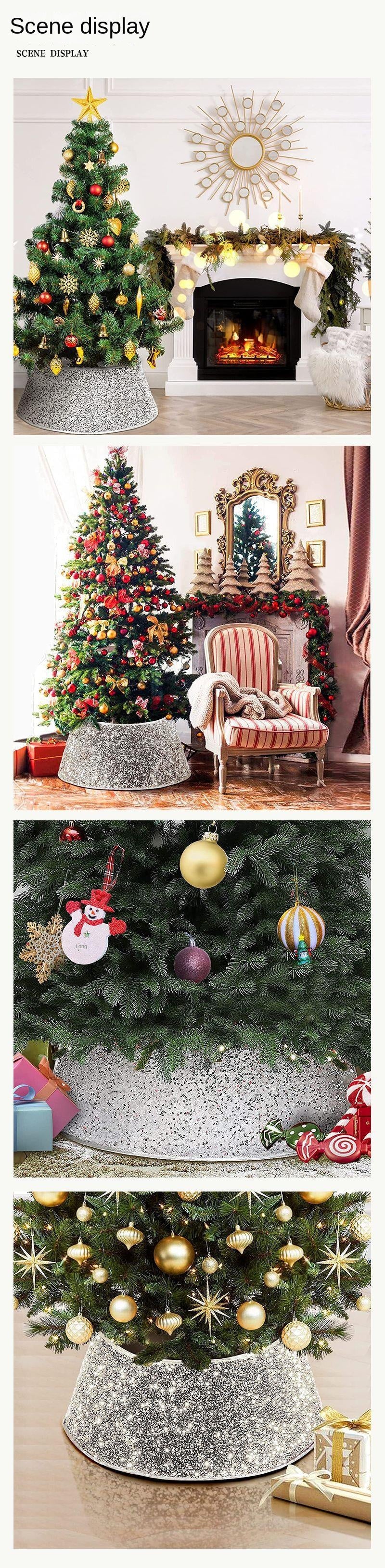 Christmas Tree Decorations Creative Printed Sequins Stereoscopic Tree Bottom Decoration Family Holiday Party New Year Tree Skirt