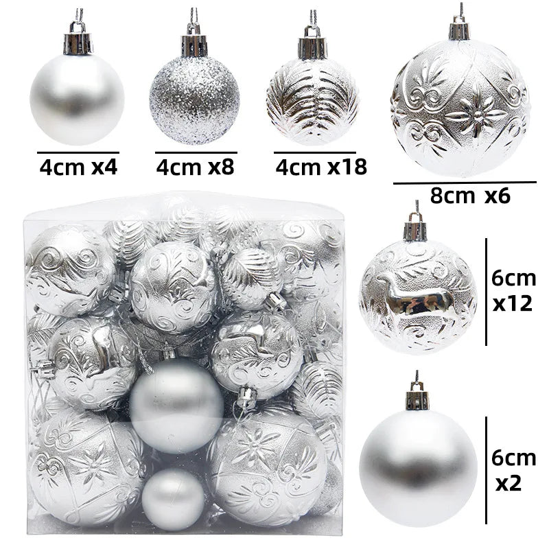 29/36/40/50pcs Rose Gold/Red/Silver Christmas Ball Ornaments Special-shaped Christmas Tree Decoration Christmas Spheres Pendant