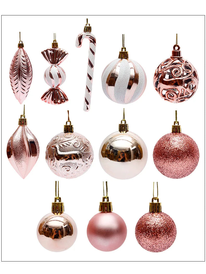 29/36/40/50pcs Rose Gold/Red/Silver Christmas Ball Ornaments Special-shaped Christmas Tree Decoration Christmas Spheres Pendant