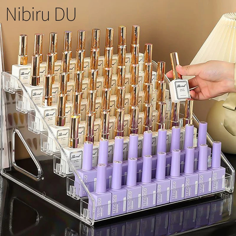 3/4/5/6/7 Layers Acrylic Nail Polish Display Rack Transparent Cosmetic Organizer Multi-layer Simple Mounting Rack Stand Holder