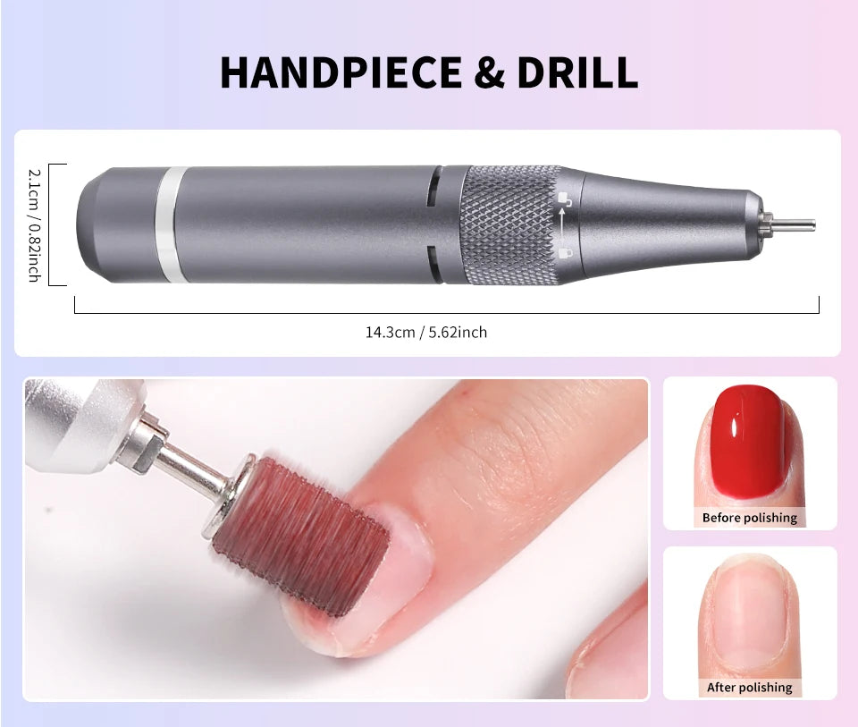 35000RPM Electric Nail Drill Machine Professional Nail Drills for Gel Nails Polish Rechargeable Portable Nail File Manicure Tool