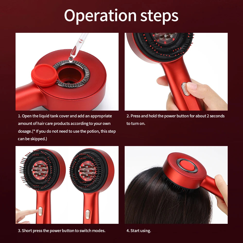 Electric Hair Regrowth Brush with Infrared Light Machine Acupoint Scalp Massage Anti-Hair Loss Exercise Hair Scrubber Combs