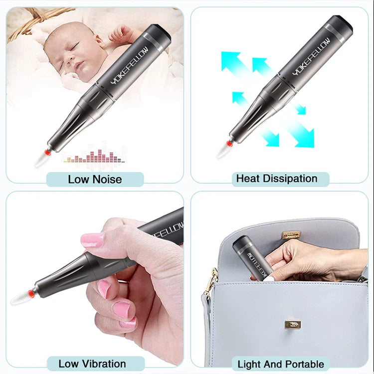 YOKEFELLOW Professional Nail Drill Machine Kit 35000RPM Rechargeable Portable Electric Nail File for Manicure Acrylic Gel Nails