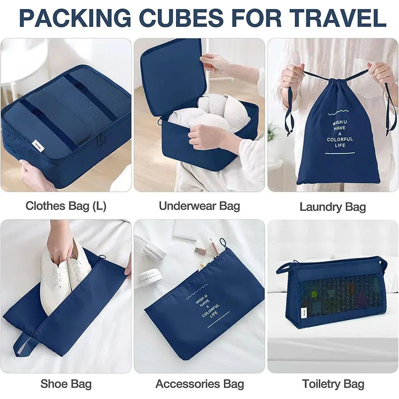 10 Pcs/Set Travel Bags Organizer Storage Clothes Travel Essentials Packing Cubes Travelling Accesories Multifunction Set