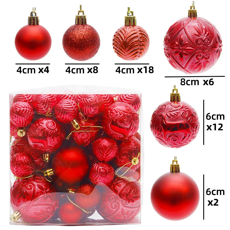 29/36/40/50pcs Rose Gold/Red/Silver Christmas Ball Ornaments Special-shaped Christmas Tree Decoration Christmas Spheres Pendant