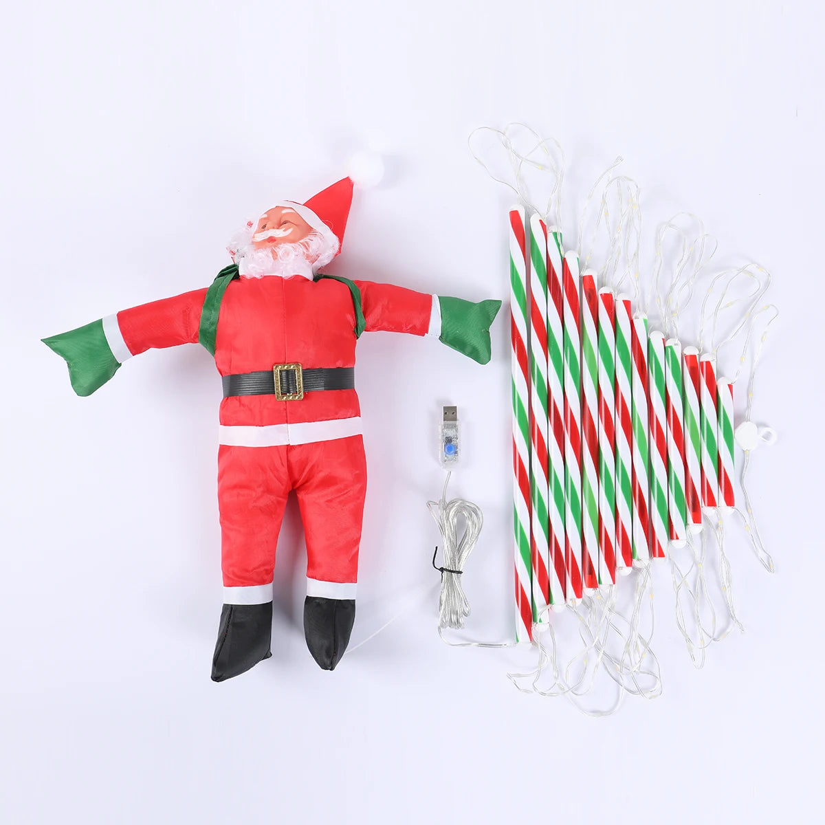 1-3M Santa Claus Climbing Ladder Warm Light 2024 Christmas Decoration for Home Outdoor Garden Cristmas Tree New Year Gift