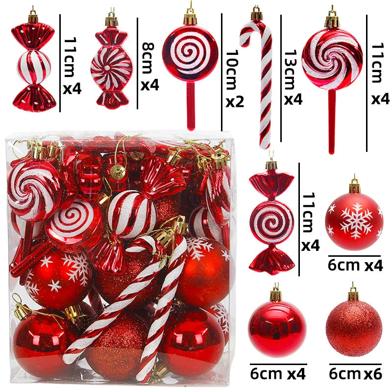 29/36/40/50pcs Rose Gold/Red/Silver Christmas Ball Ornaments Special-shaped Christmas Tree Decoration Christmas Spheres Pendant